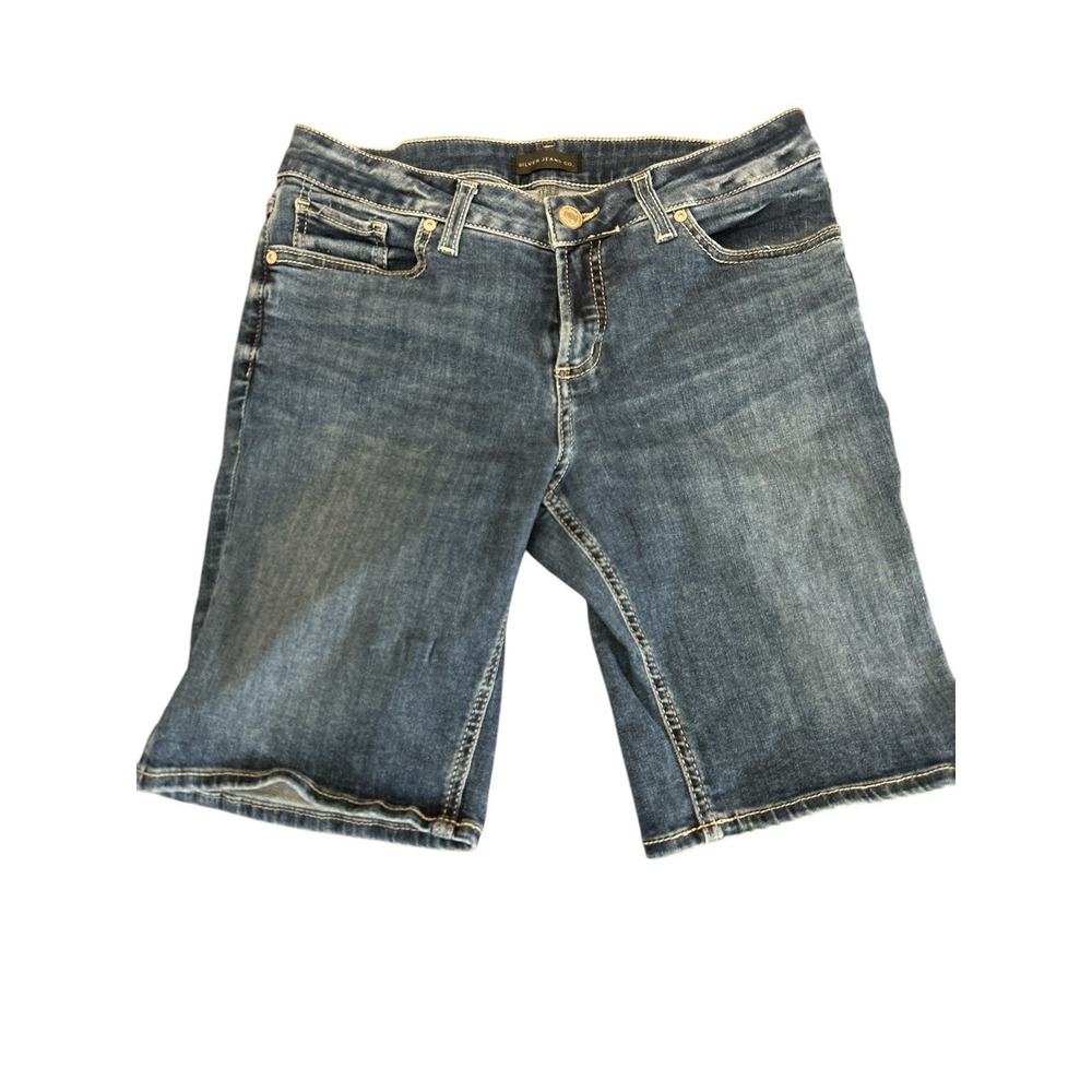 Silver Jeans Shorts Womens size‎ 27 Blue Denim Suki Bermuda Mid Rise 9" Inseam